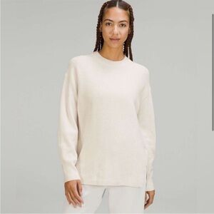 Lululemon Women’s Merino Wool-Blend Ribbed Crewneck Sweater - Size 6, Off-White